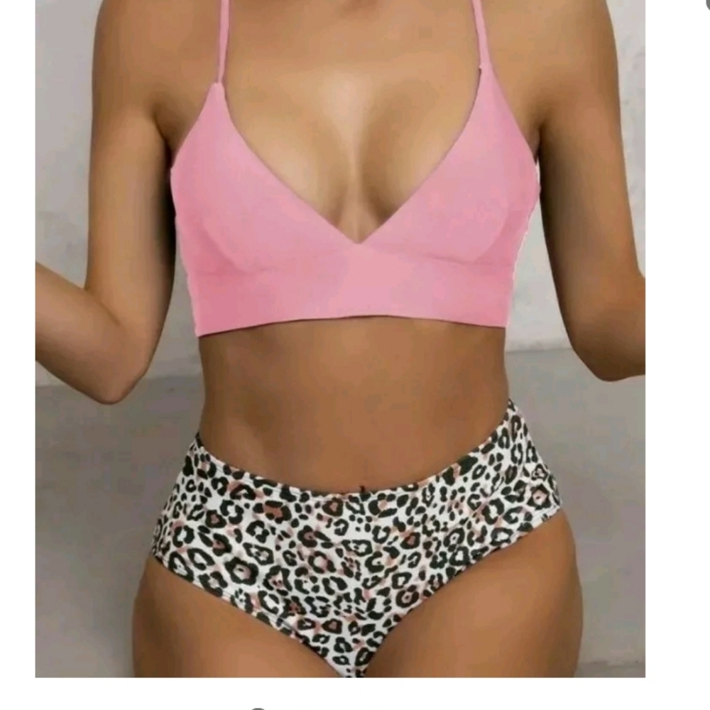 Shein Leopard High Waist Bikini Swimsuit Size Smal